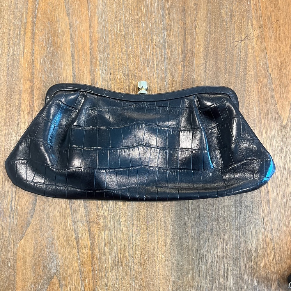 Faux Crocodile black clutch